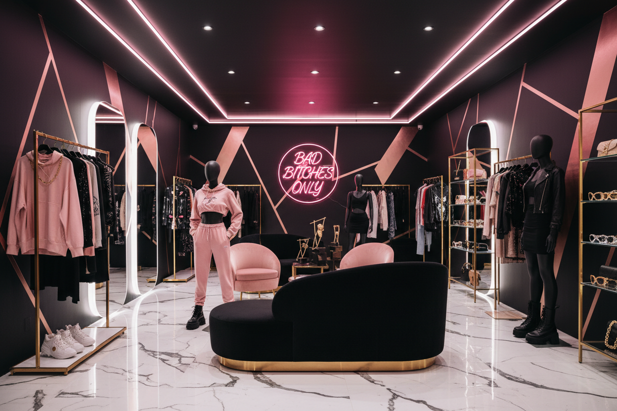 genera una imagen como de una boutique baddie